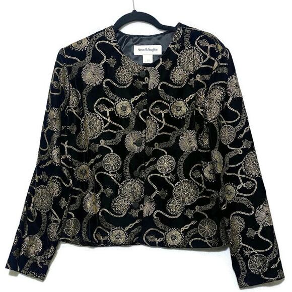 Norton McNaughton Dinner Jacket Size10 Black and Gold Button Up Evening Wear - Picture 1 of 8